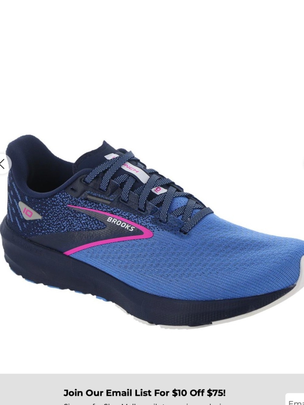 brooks launch 10, women's 10.5, NWT, peacoat/marina blue/pink glo